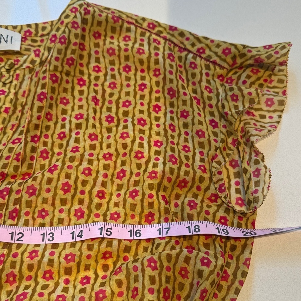 SALONI Bette Belted Silk Blend Voile Mini Dress, Daisy Trail, Size 2 - Picture 13 of 14